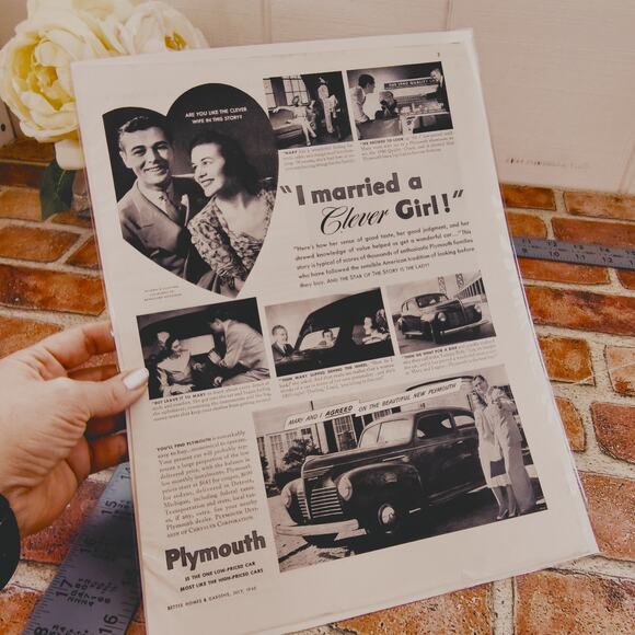 1940 Vintage Plymouth Print Ad "I Married a Clever Girl" Classic Car Advertising - Picture 3 of 11